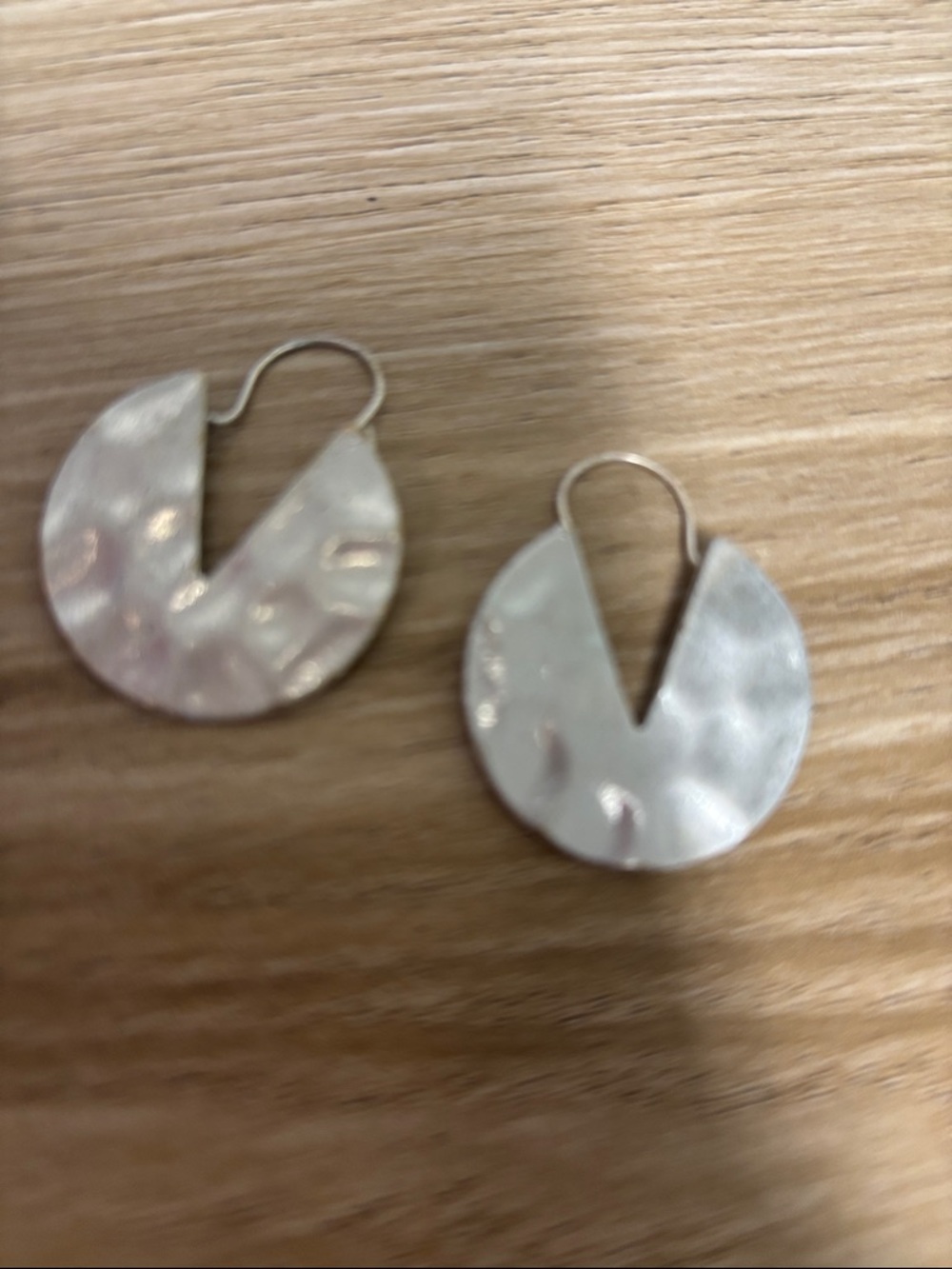 Plunder Silver V Cut Disc Earrings